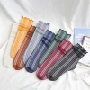 Spring and Summer new women's socks: Japanese-style black fungus lace silver thread women's socks, hollowed-out and elastic mesh gauze socks, thin silk socks for women Item Picture